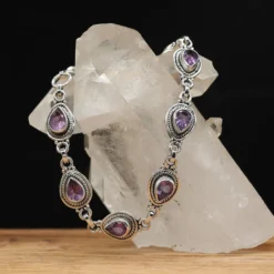 Amethyst Armschmuck Edelstein 925 Silber Armband zeitloser Damen Schmuck