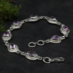 Amethyst Armschmuck Edelstein 925 Silber Armband zeitloser Damen Schmuck