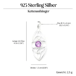 Amethyst Edelstein keltischer 925 Silberschmuck Anhänger