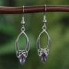 Amethyst Ohrringe in keltischen Knoten gefasst 925 Silber Ohrhänger