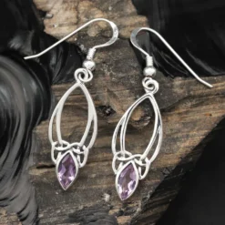 Amethyst Ohrringe in keltischen Knoten gefasst 925 Silber Ohrhänger