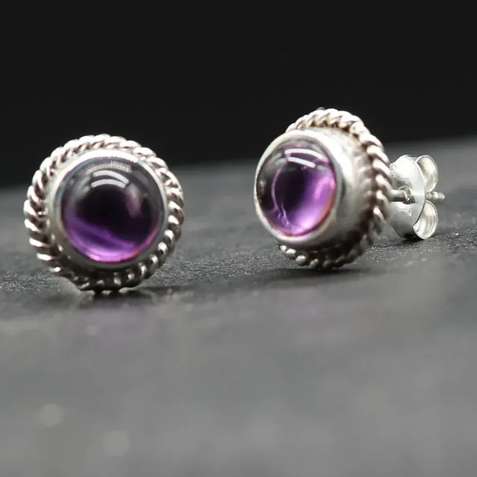 Amethyst Ohrstecker Damen Ohrringe aus edlem 925 Silber