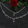 Amethyst Schmuck Collier 925 Silber lila Damen Collier Edelstein Halskette