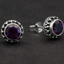 Amethyst Schmuck Ohrstecker Steinschmuck Edelstein 925 Silber (Paar)