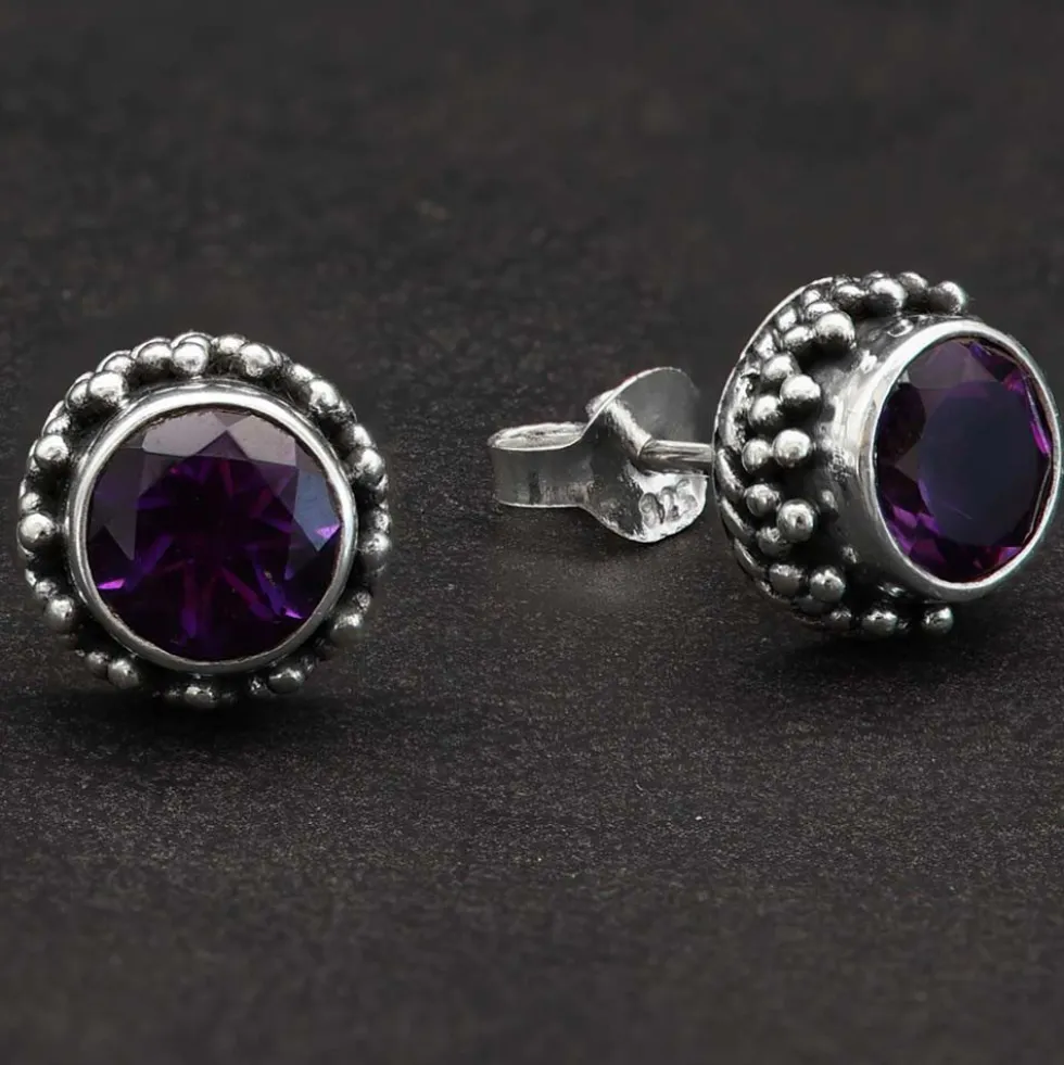 Amethyst Schmuck Ohrstecker Steinschmuck Edelstein 925 Silber (Paar)