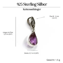 Amethyst Steinschmuck Anhänger 925 Silber