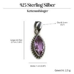 Amethyst Steinschmuck edler 925 Silber Edelstein Anhänger