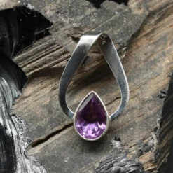 Amethyst Steinschmuck oval Anhänger 925 Silber handgefertigt