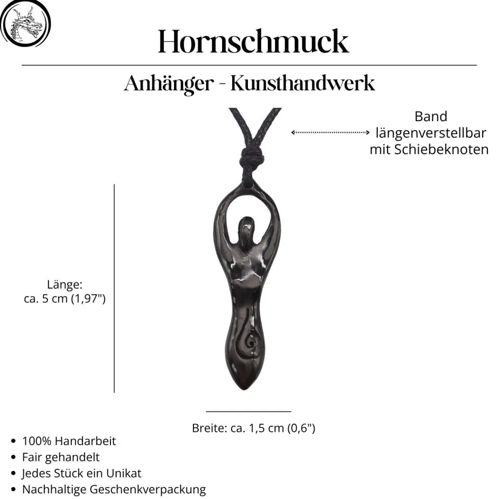 Angerone Hornschmuck Anhänger Horn vom Wasserbüffel 5cm
