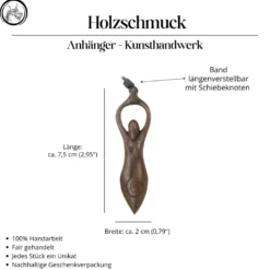 Angerone römische Göttin Schmuck Anhänger Holz