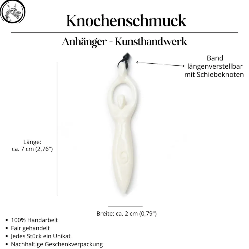 Angerone Schmuck aus Knochen Kette Anhänger