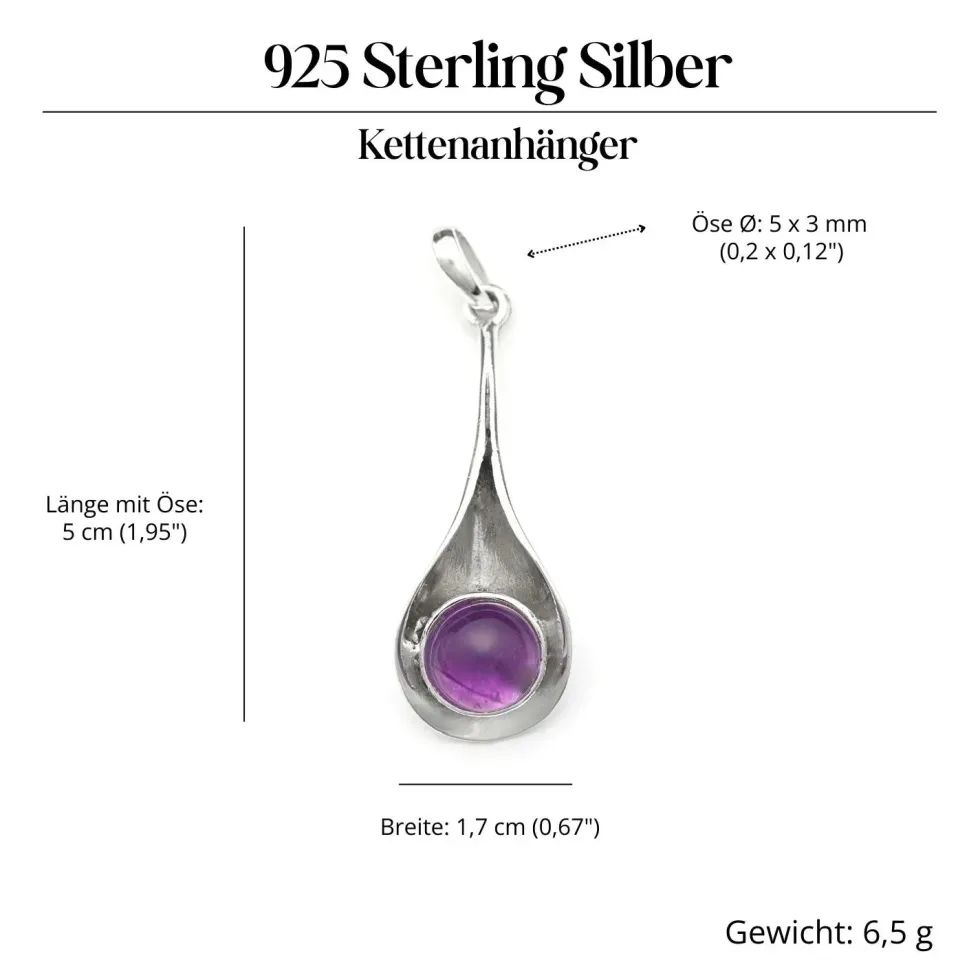 Anhänger Amethyst modern schlicht 925 Silber Edelstein Schmuck