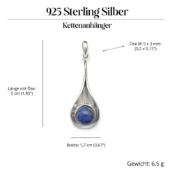 Anhänger Lapislazuli modern schlicht 925 Silber Schmuck edel
