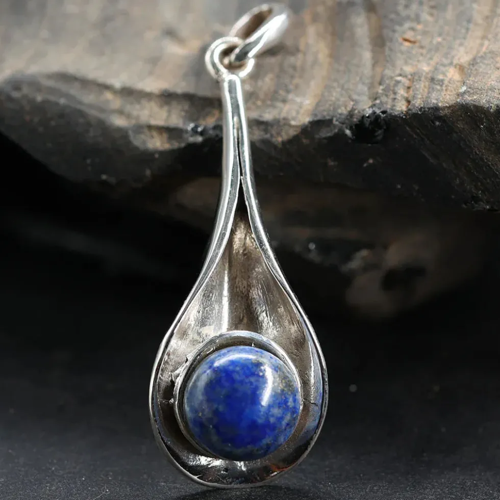Anhänger Lapislazuli modern schlicht 925 Silber Schmuck edel