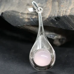 Anhänger Rosenquarz modern schlicht 925 Silber Schmuck edel