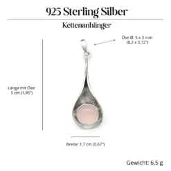 Anhänger Rosenquarz modern schlicht 925 Silber Schmuck edel
