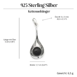 Anhänger Schwarzer Onyx modern schlicht 925 Silber Schmuck edel