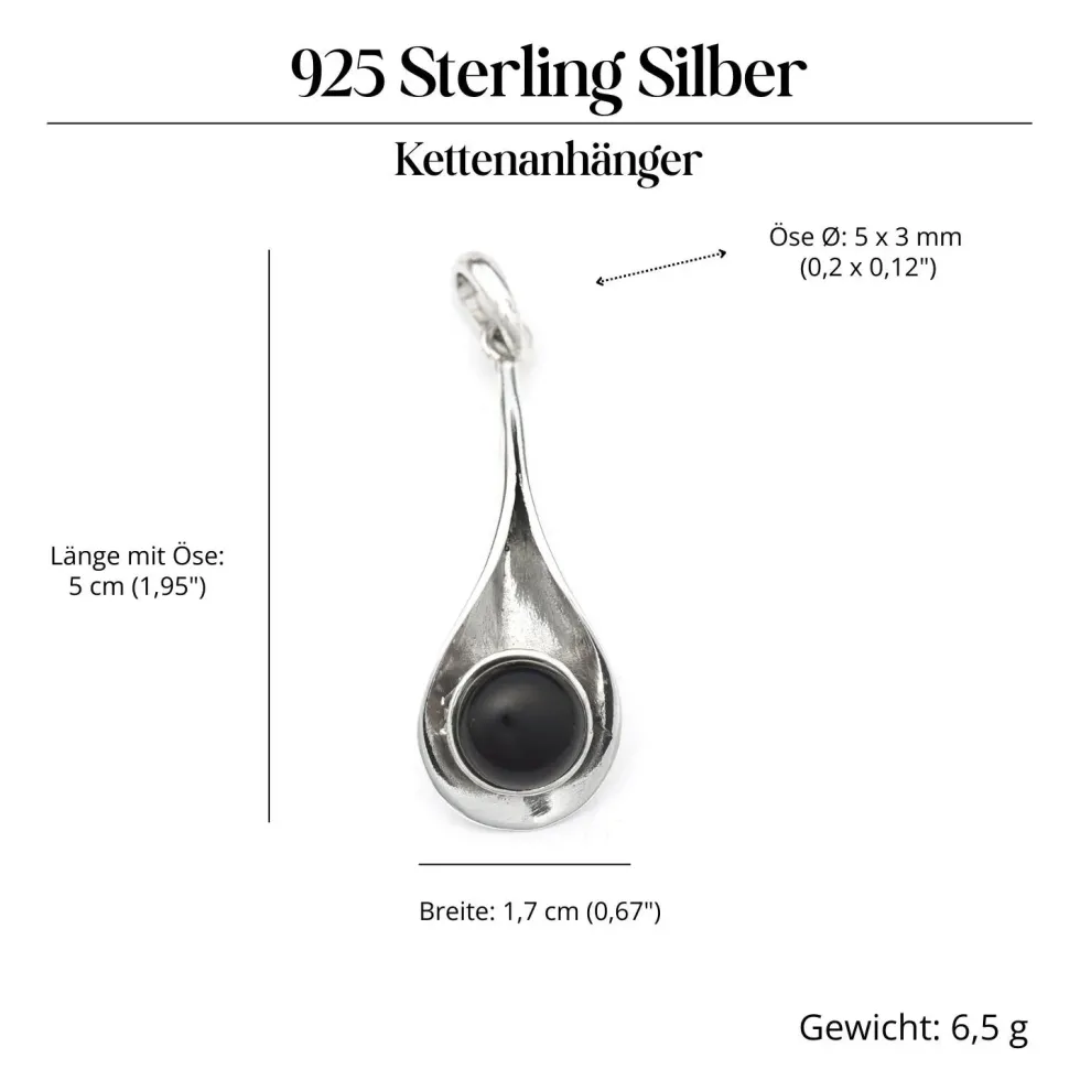 Anhänger Schwarzer Onyx modern schlicht 925 Silber Schmuck edel