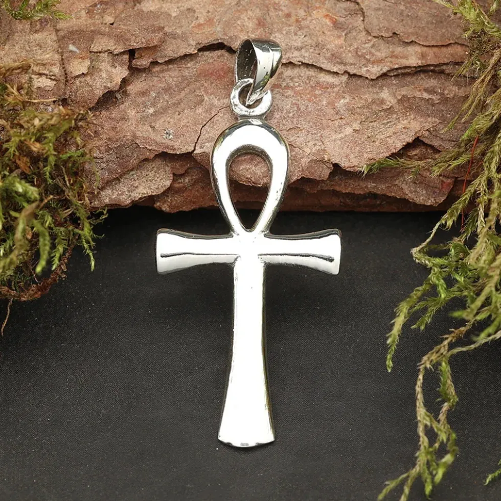 Ankh gewölbt Schmuck Kettenanhänger 925 Silber