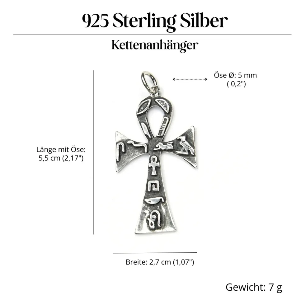 Ankh Hieroglyphen Schmuck Anhänger aus Silber 925