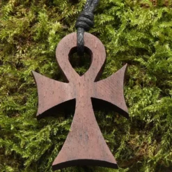 Ankh Holzschmuck breit Kettenanhänger