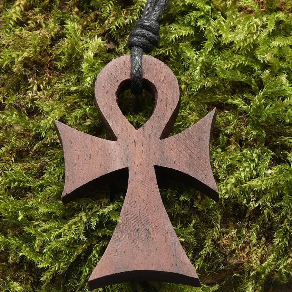 Ankh Holzschmuck breit Kettenanhänger