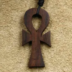 Ankh Holzschmuck Kettenanhänger Handarbeit
