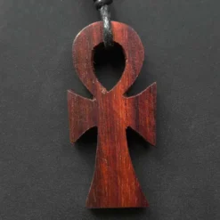 Ankh Holzschmuck Kettenanhänger Handarbeit