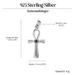 Ankh Kettenanhänger rotem Zirkona 925 Silber