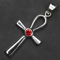 Ankh Kettenanhänger rotem Zirkona 925 Silber