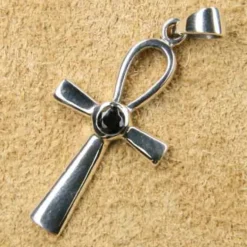 Ankh Kettenanhänger Schmuck 925 Silber schwarzem Zirkona