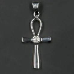 Ankh mit weißem Zirkonia 925 Silber Kettenanhänger