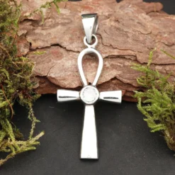 Ankh mit weißem Zirkonia 925 Silber Kettenanhänger