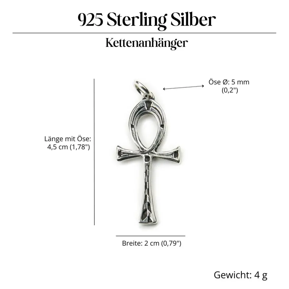 Ankh Schmuck Anhänger 925 Silber schlichter Kettenanhänger