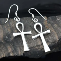 Ankh Silber Ohrhänger Schlüssel des ewigen Lebens Ohrschmuck 925 Silber (Paar)
