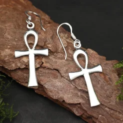 Ankh Silber Ohrhänger Schlüssel des ewigen Lebens Ohrschmuck 925 Silber (Paar)