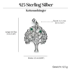 Apfel Baum Schmuck Kette Anhänger Silber 925