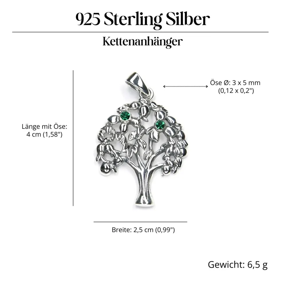 Apfel Baum Schmuck Kette Anhänger Silber 925