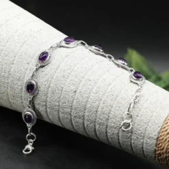 Armband Amethyst Edelstein oval Carbochon edles Damen Armschmuck 925 Silber