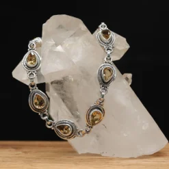 Armband Edelstein und 925 Silber Citrin Tropfen facettiert Schmuck Armschmuck