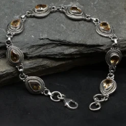Armband Edelstein und 925 Silber Citrin Tropfen facettiert Schmuck Armschmuck
