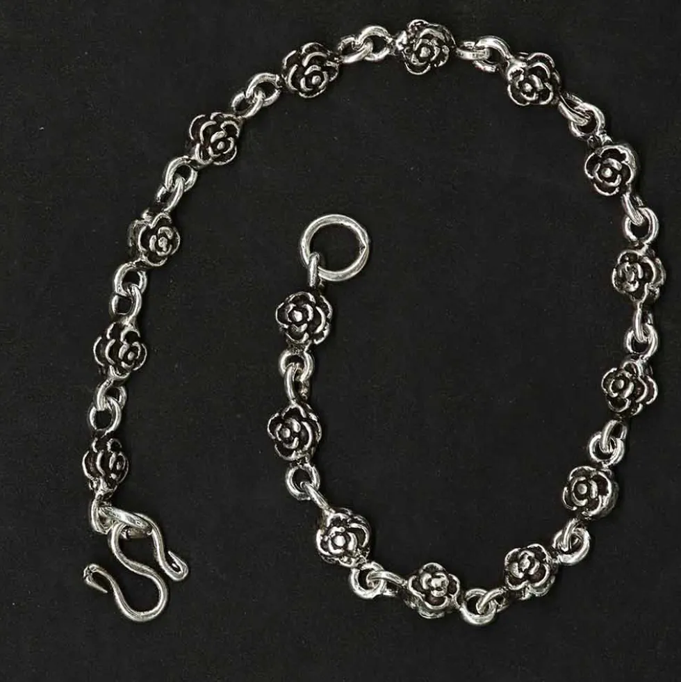 Armband Kleine Rosen Sterlingsilber Länge:19cm Damen Armkette 925 Silber