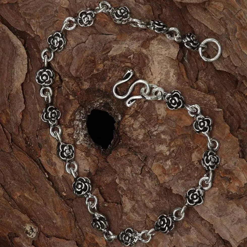 Armband Kleine Rosen Sterlingsilber Länge:19cm Damen Armkette 925 Silber