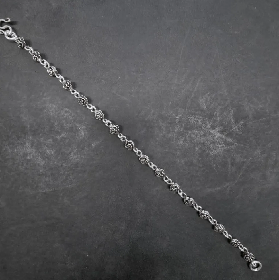 Armband Kleine Rosen Sterlingsilber Länge:19cm Damen Armkette 925 Silber