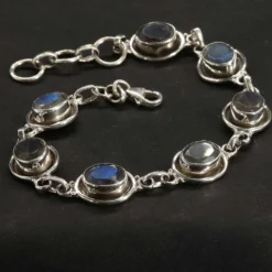 Armband Labradorit Edelstein oval Facettenschliff Damen Armschmuck 925 Silber Schmuck