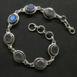 Armband Labradorit Edelstein oval Facettenschliff Damen Armschmuck 925 Silber Schmuck