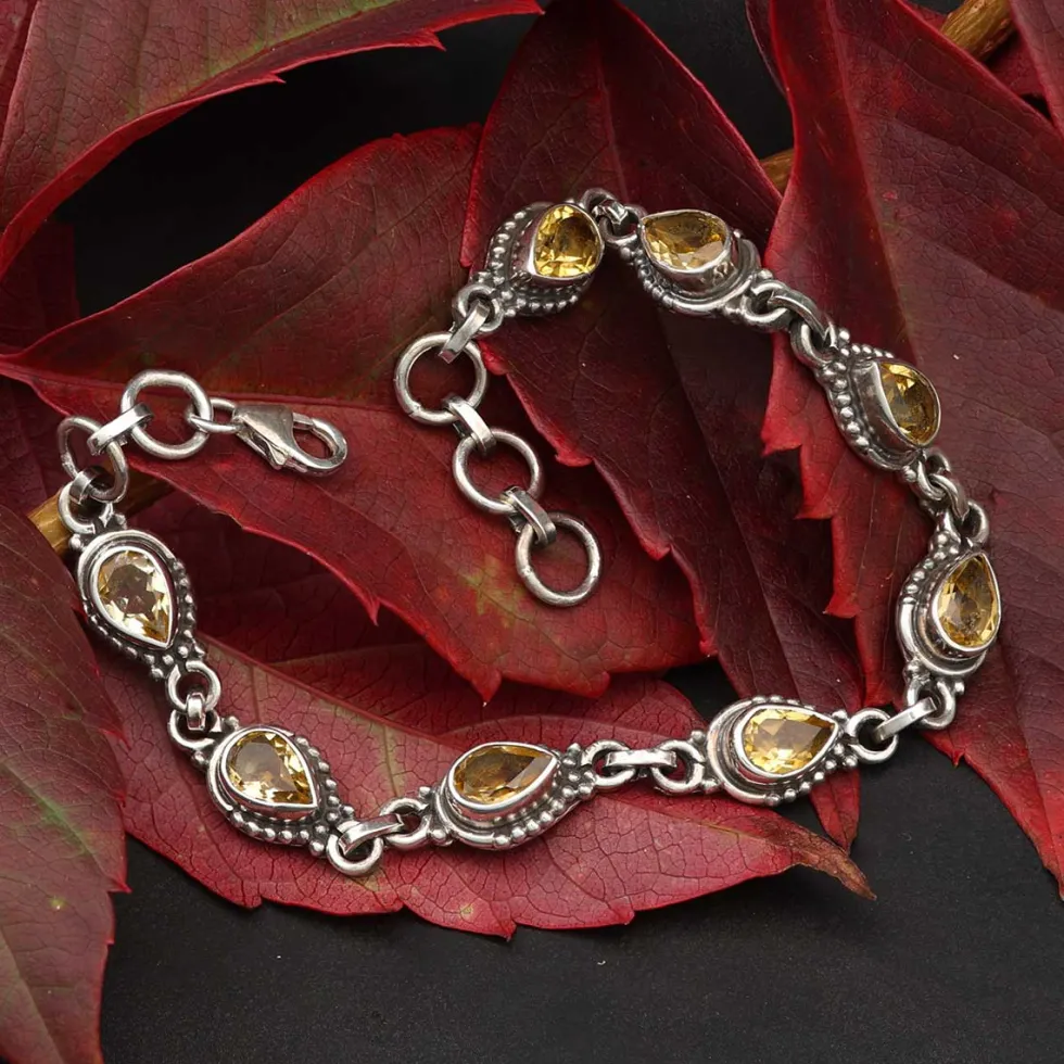 Armband 925 Silber Citrin Edelstein facettiert Schmuck Armschmuck