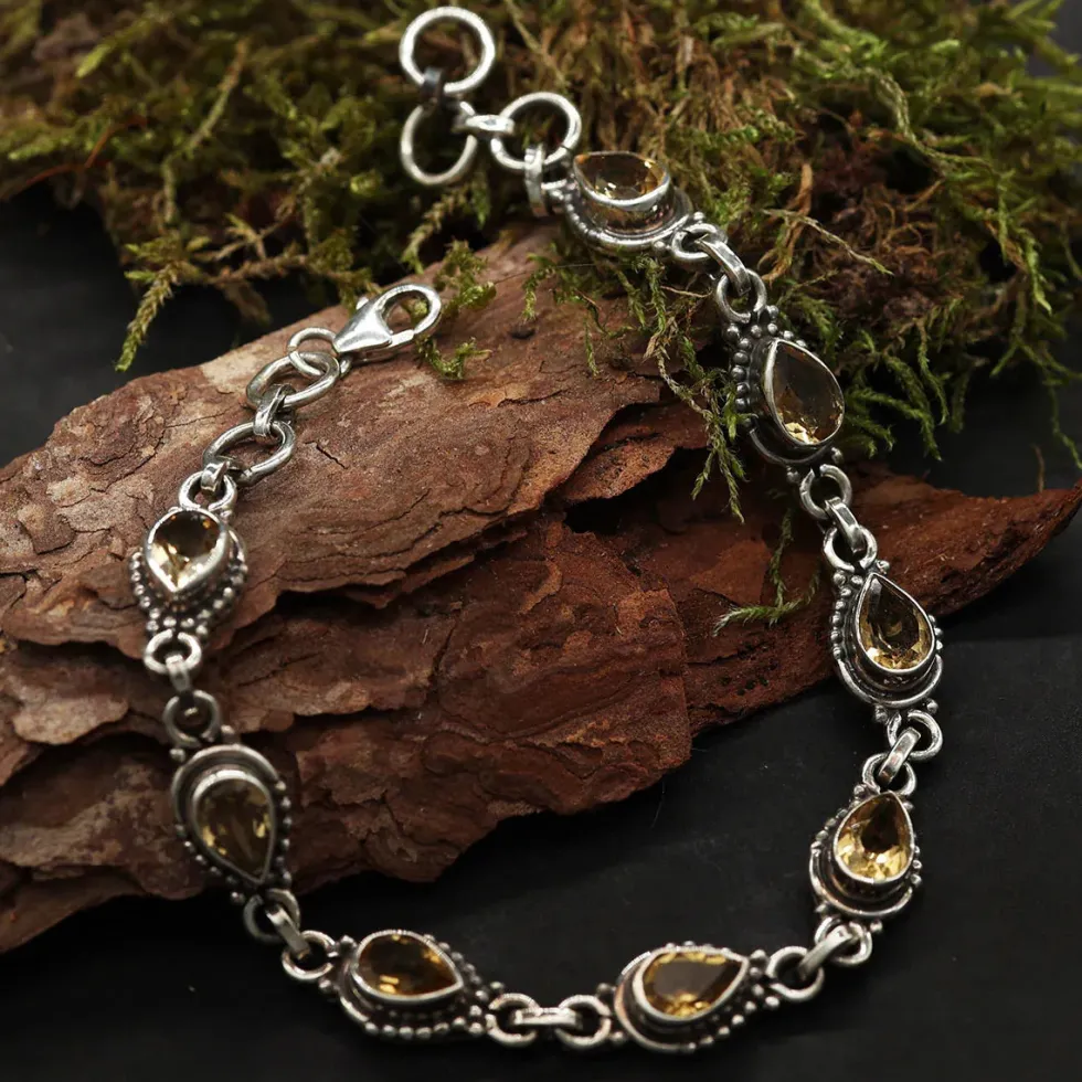Armband 925 Silber Citrin Edelstein facettiert Schmuck Armschmuck