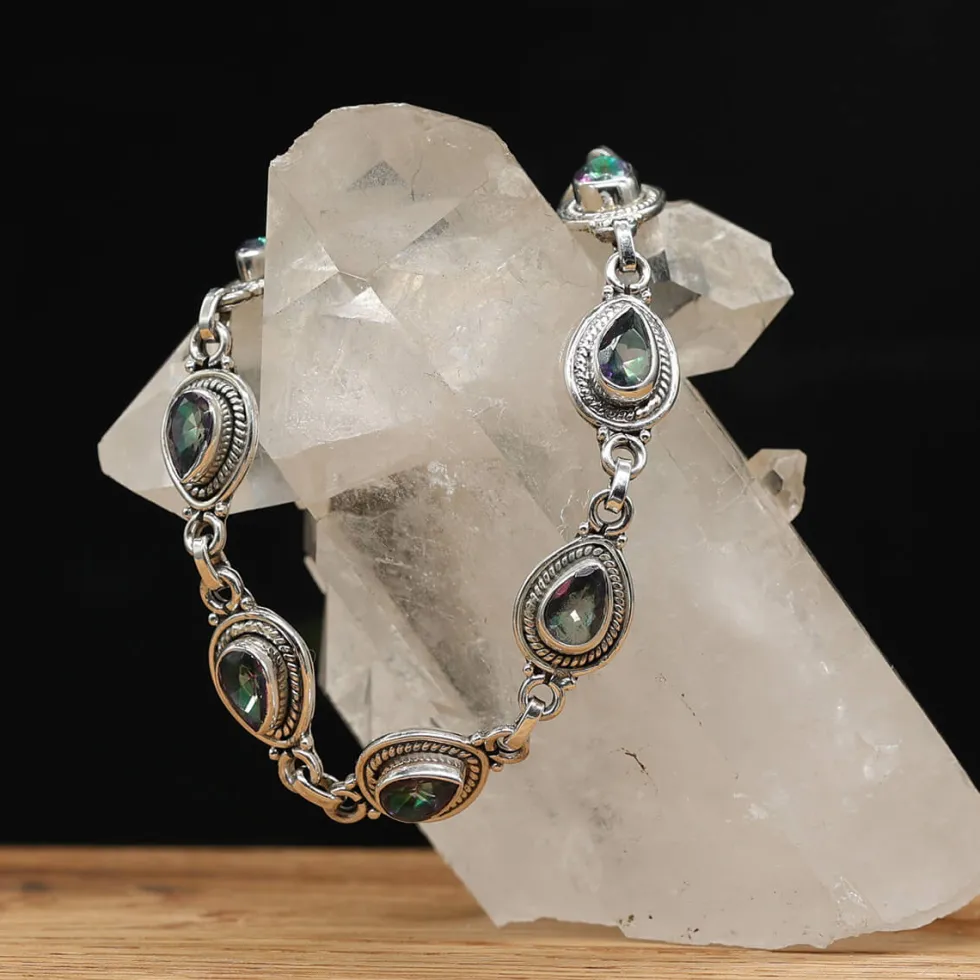 Armband Silber Edelstein Mystik Quartz Armschmuck Damen 925 Silber