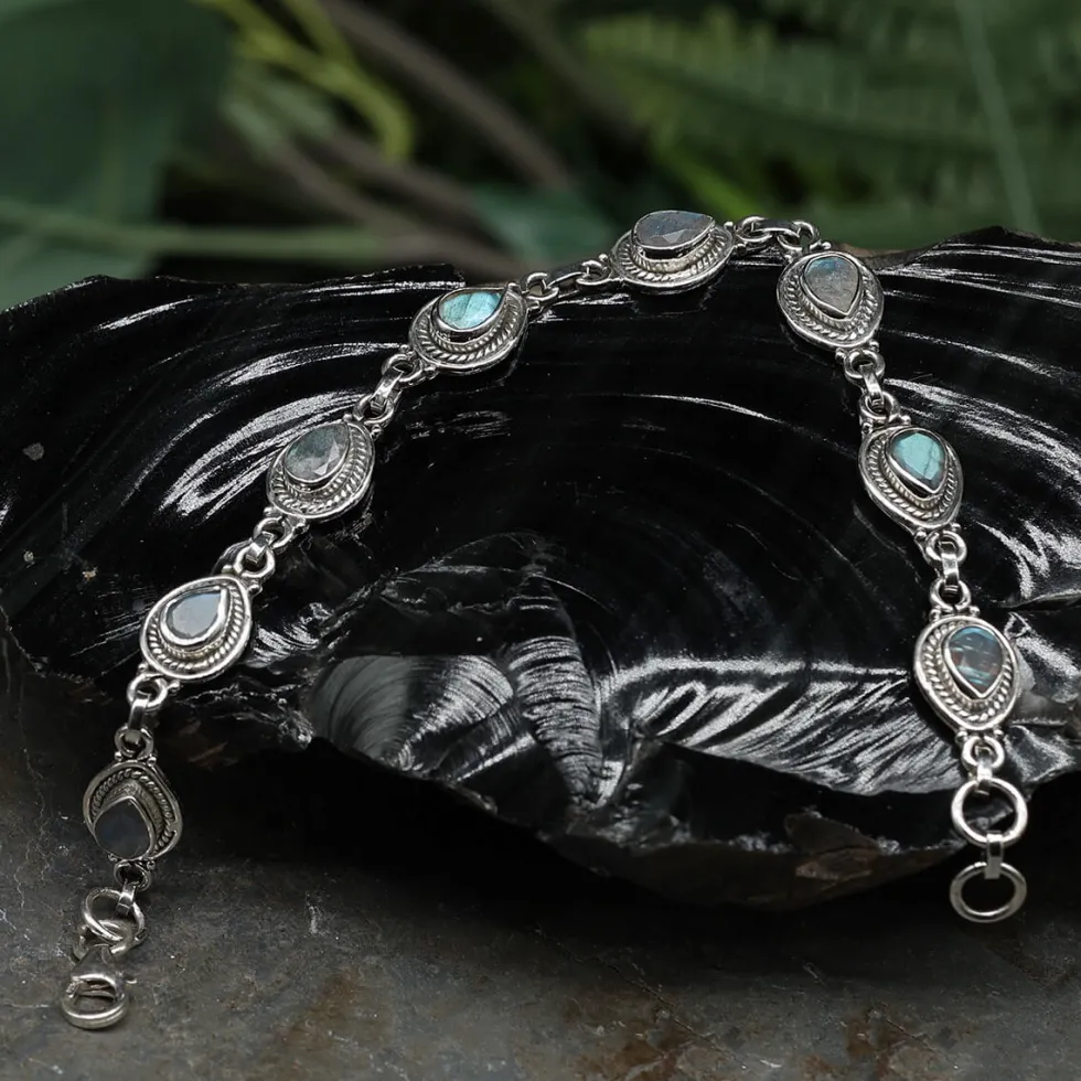 Armband 925 Silber Labradorit Edelstein Schmuck Armschmuck